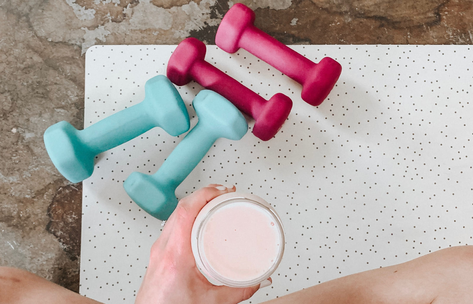 Dumbbells and a Smoothie